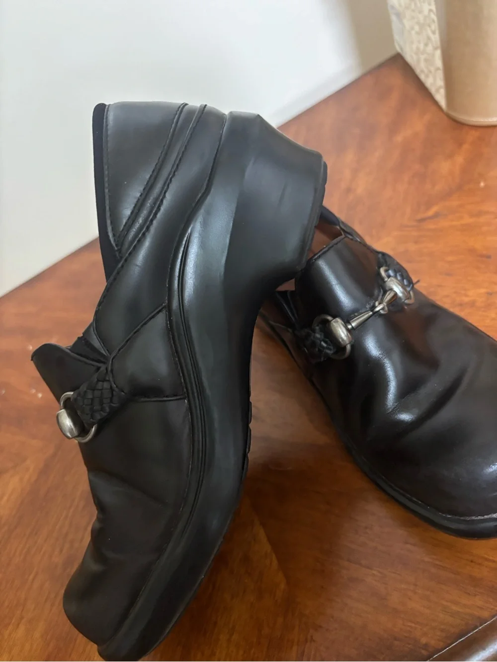 Ariat Black Leather Slip-On Loafers with Silver Bit